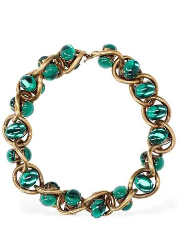 MARNI Stone Collar Necklace in emerald
