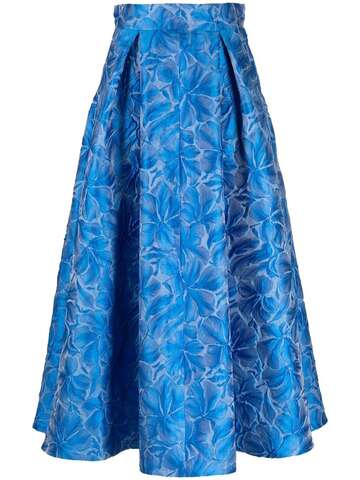 talbot runhof floral print ankle-length skirt - blue