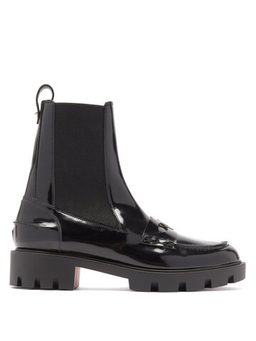christian louboutin - montezu patent-leather chelsea boots - womens - black