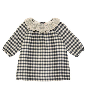 Bonpoint Baby Flavili checked cotton dress in grey