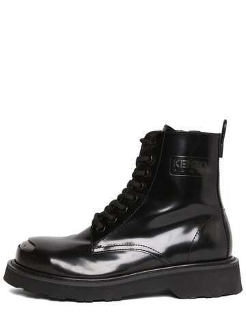 KENZO PARIS 30mm Kenzosmile Leather Ankle Boots in black