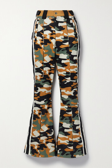 p.e nation - chicane grosgrain-trimmed camouflage-print recycled flared ski pants - green