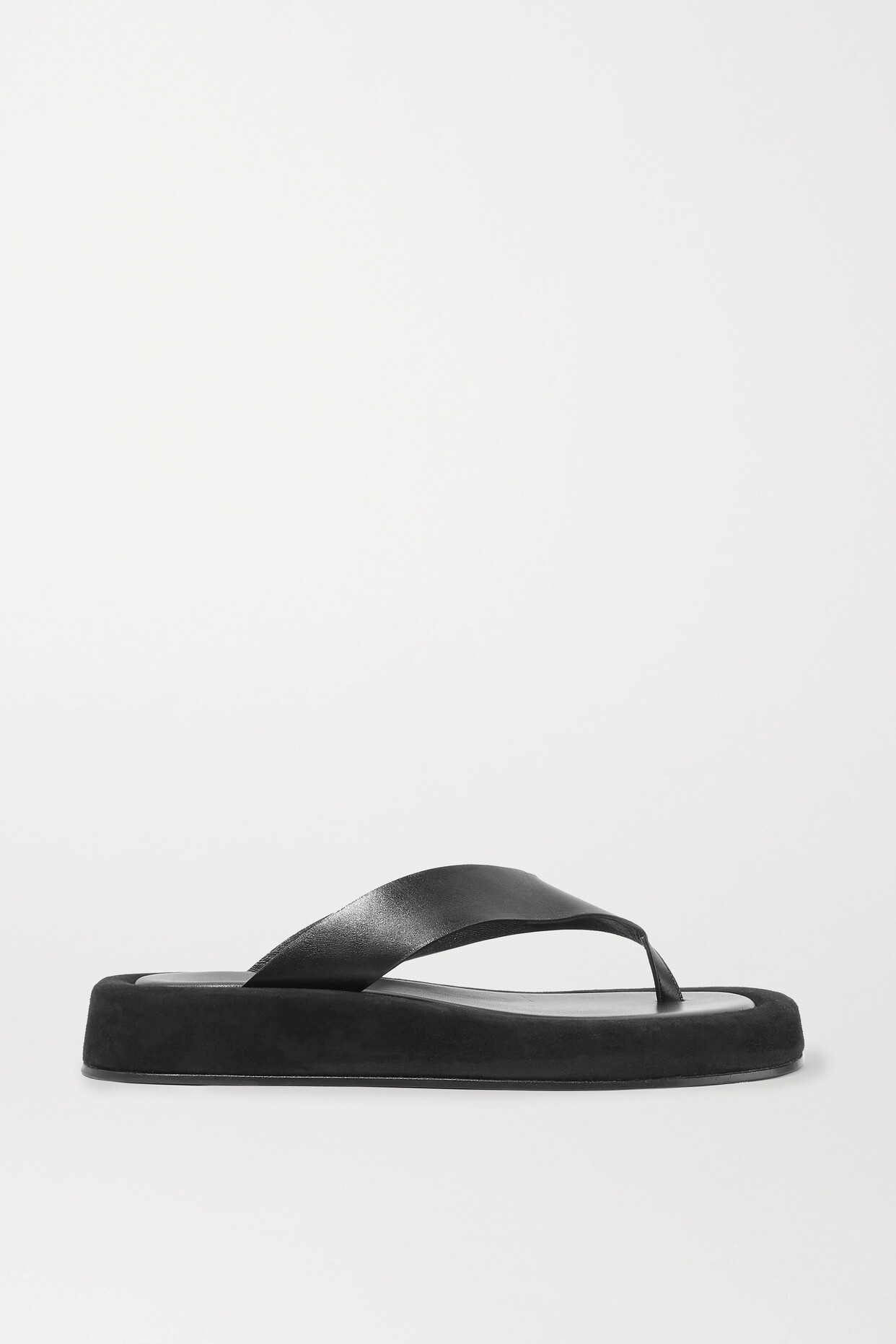The Row - Ginza Leather And Suede Platform Flip Flops - Black
