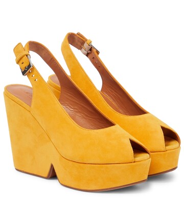 clergerie dylan 110 suede platform sandals in yellow
