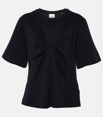 isabel marant zeren draped cotton jersey t-shirt in black