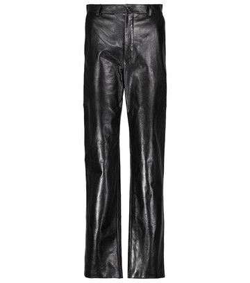 Gucci High-rise leather straight pants in black