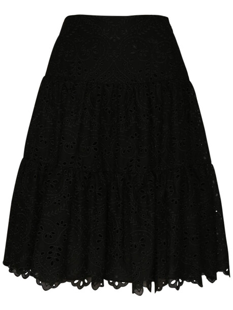 GIAMBATTISTA VALLI Eyelet Lace Cotton Blend Skirt in black