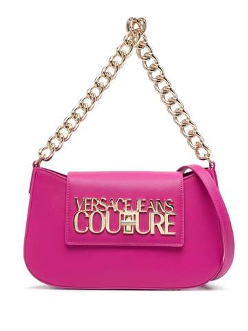 versace jeans couture logo-lettering faux-leather tote bag - pink