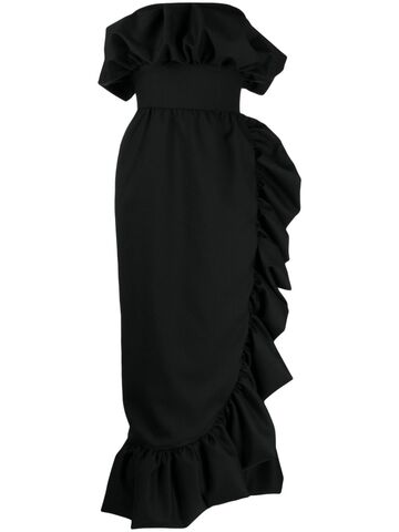 vanina the coquelicot strapless ruffled midi dress - black