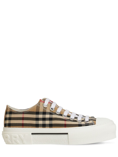 BURBERRY 20mm Jack Check Cotton Canvas Sneakers in beige
