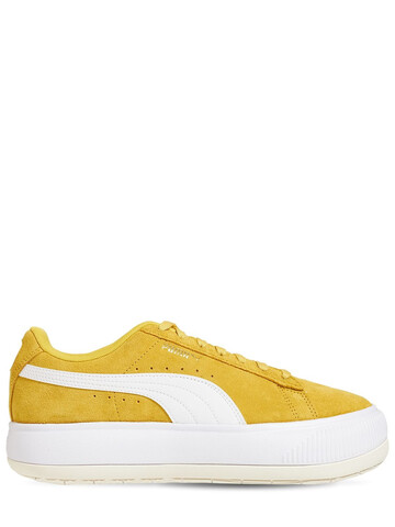 PUMA Mayu Suede Platform Sneakers in white / yellow