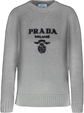 Prada intarsia-knit logo jumper in grey