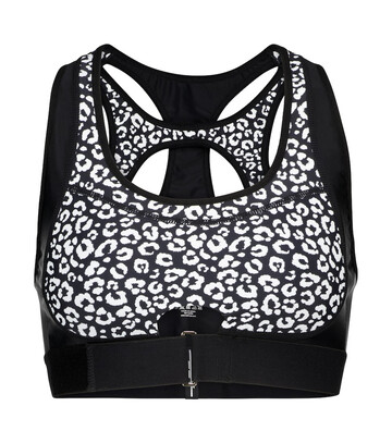 adam selman sport contour leopard-print sports bra in black
