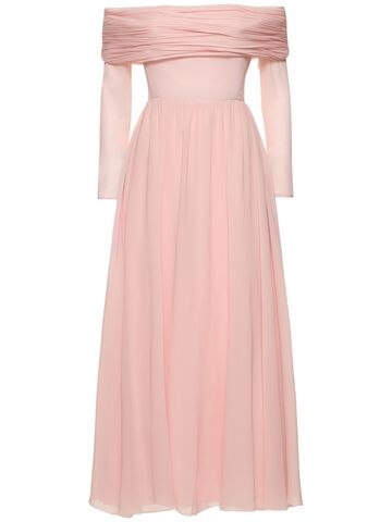 giambattista valli silk georgette off-the-shoulder dress in pink