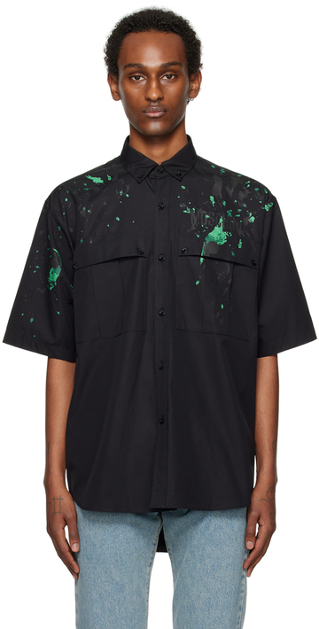 moschino black painted effect shirt in print