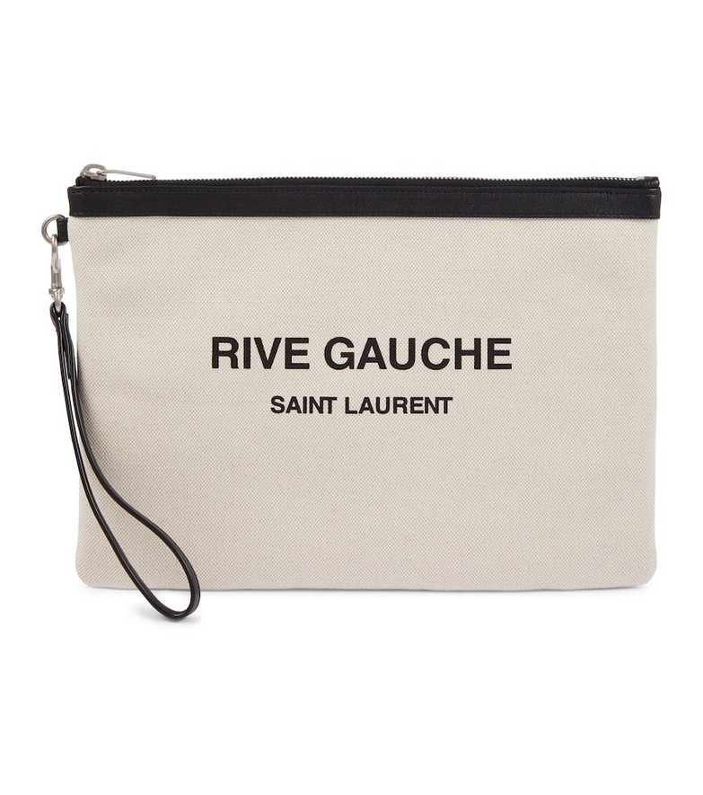 Saint Laurent Rive Gauche canvas pouch in white