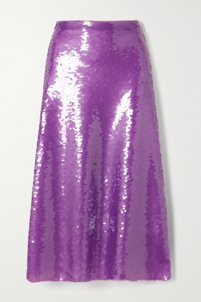 Victoria Beckham - Sequined Tulle Midi Skirt - Purple