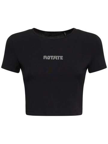 rotate cropped logo t-shirt in black