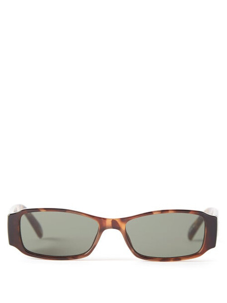 Le Specs - Tres Gauche Rectangle Acetate Sunglasses - Womens - Green Brown