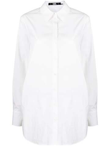karl lagerfeld open back-tie longline shirt - white