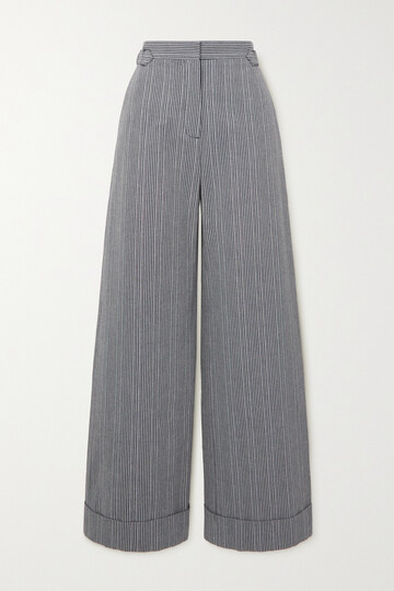 See By Chloé See By Chloé - Striped Cotton Wide-leg Pants - Gray