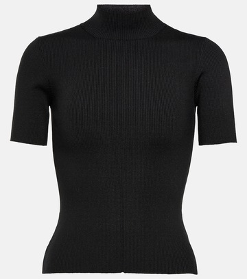 oscar de la renta ribbed-knit silk-blend top in black