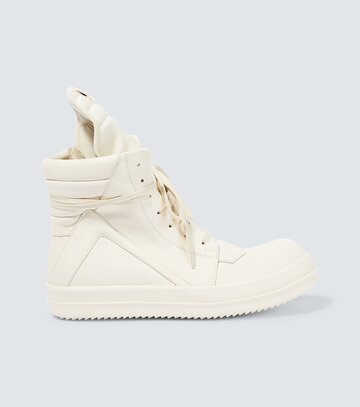 rick owens geobasket high-top leather sneakers in white