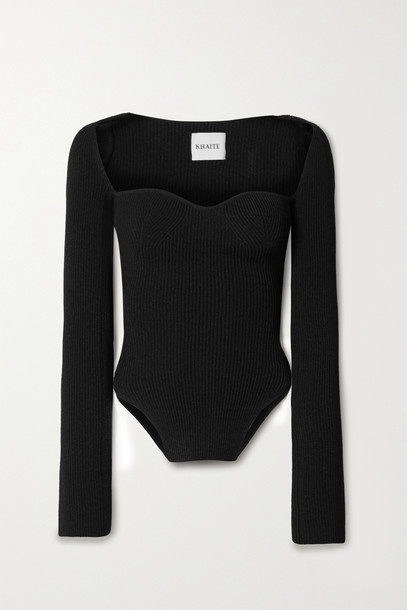 KHAITE - Maddy Ribbed-knit Sweater - Black