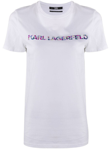 Karl Lagerfeld floral logo print T-shirt in white