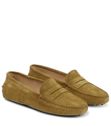 tod's gommino suede loafers in green