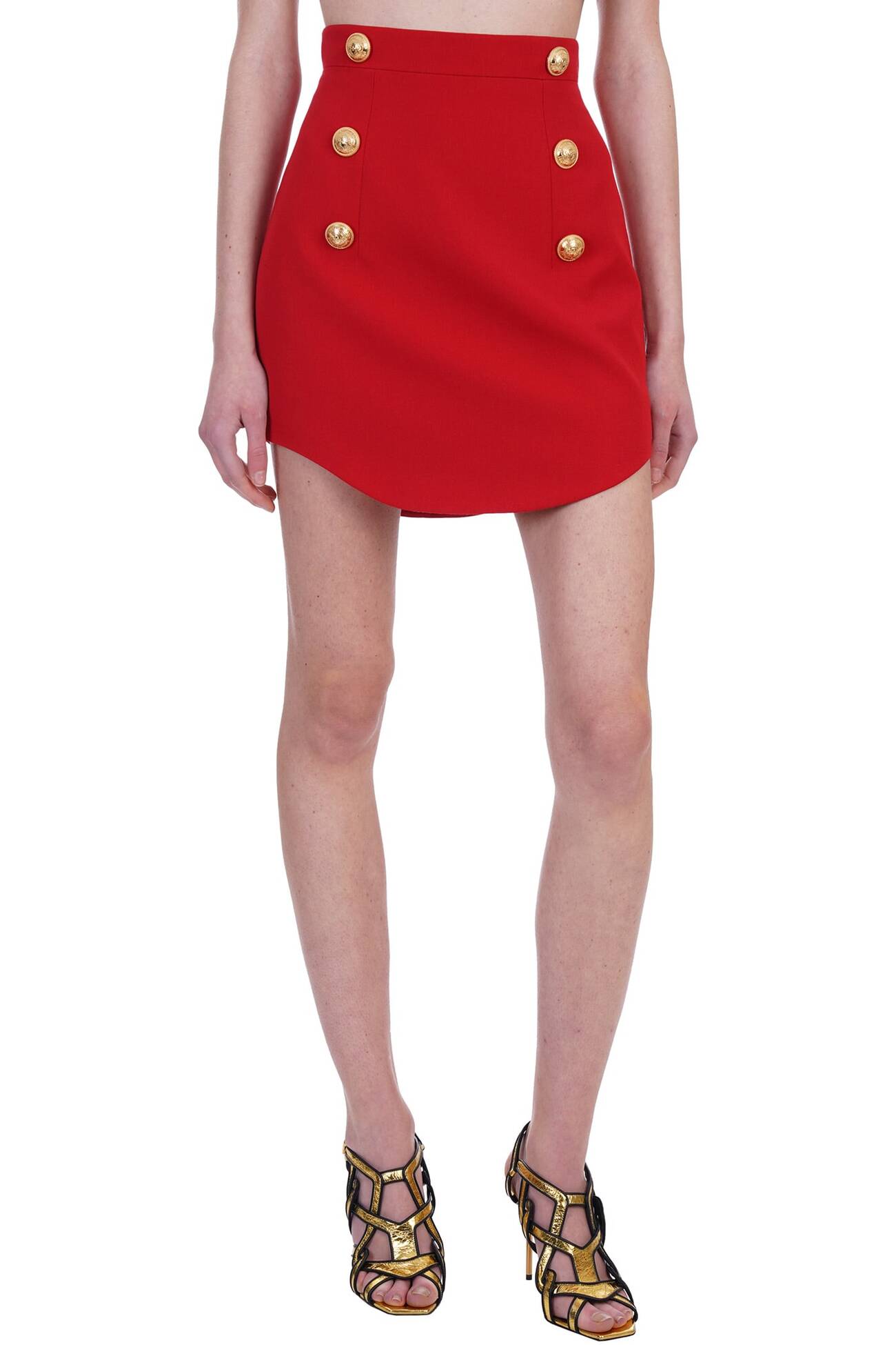 Balmain Skirt In Red Wool
