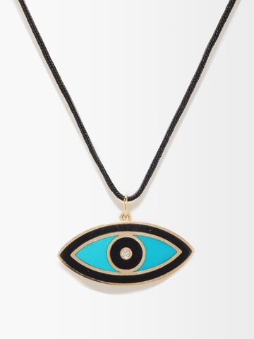jacquie aiche - evil eye diamond, onyx & 14kt gold necklace - mens - gold multi
