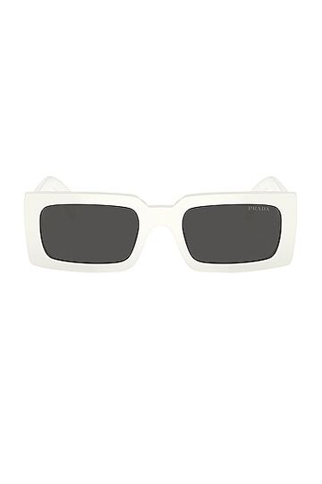 prada rectangle sunglasses in white
