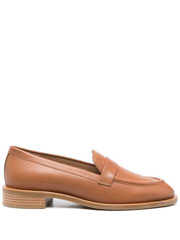 stuart weitzman round toe leather loafers - brown
