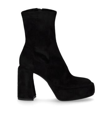 Elena Iachi Black Heeled Sock Ankle Boot in nero