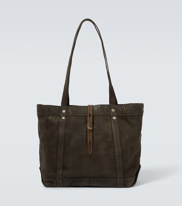 rrl leather tote bag in brown