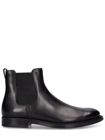 tod's brushed leather chelsea boots in black