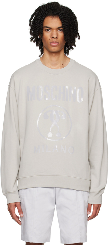 moschino gray double question mark sweatshirt in grey