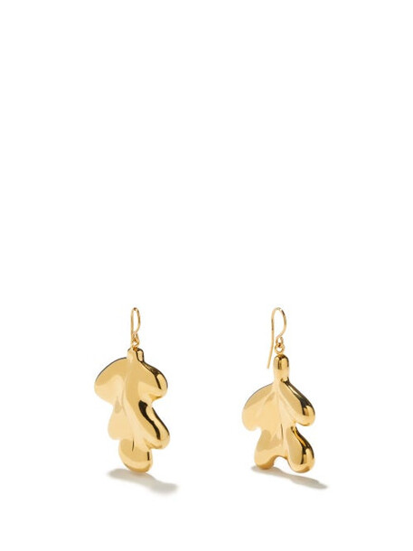 Jil Sander - Foliage Mismatched Gold-dipped Earrings - Womens - Gold