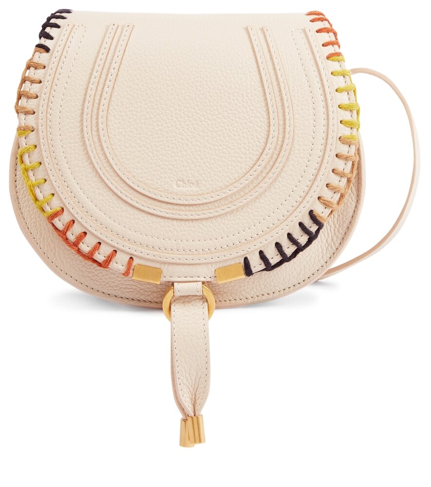 Chloé Marcie Small leather shoulder bag in white