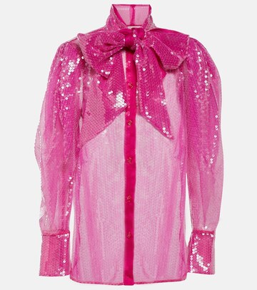 nina ricci sequin-embellished sheer blouse in pink
