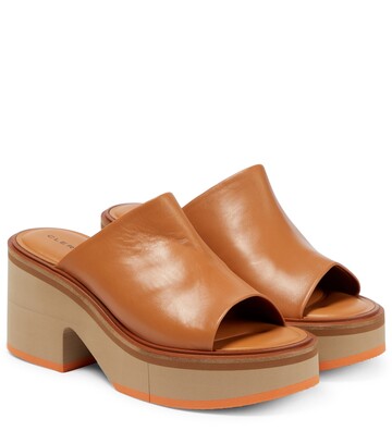 clergerie cessy leather platform sandals in brown