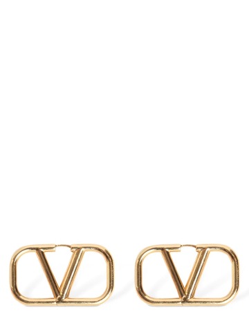 valentino garavani 2.5cm v logo signature earrings in gold