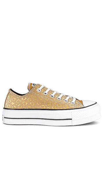 Converse Chuck Taylor All Star Leopard Glitter Platform Sneaker in Metallic Gold