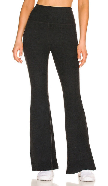 beyond yoga spacedye all day flare high waisted pant in black