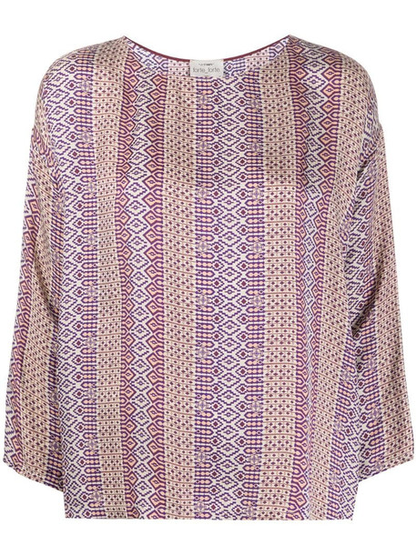 Forte Forte mixed pattern relaxed fit blouse in neutrals