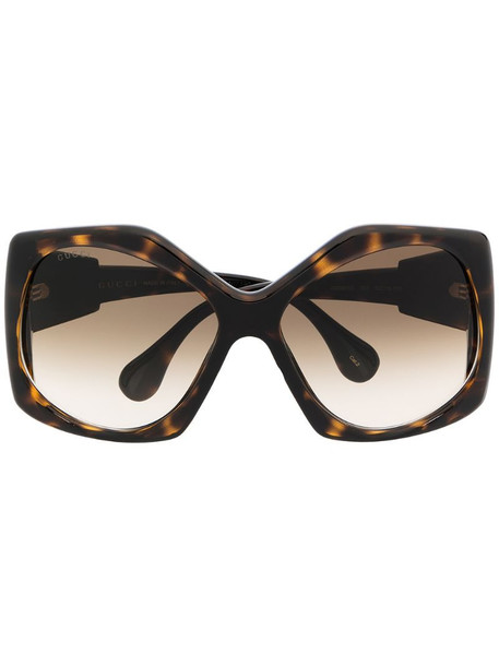 Gucci Eyewear angular-frame oversized sunglasses in brown