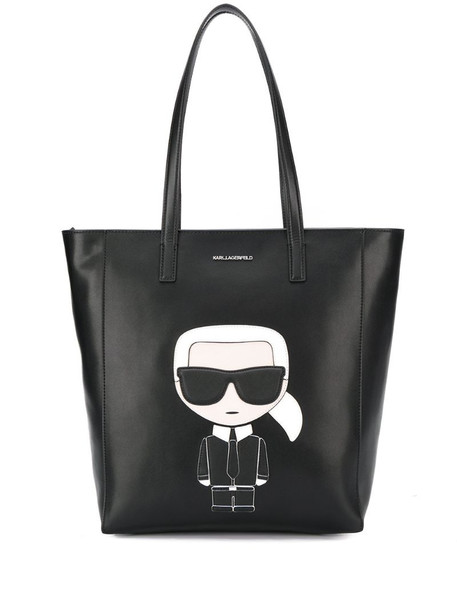 Karl Lagerfeld logo patch shopper tote bag in black