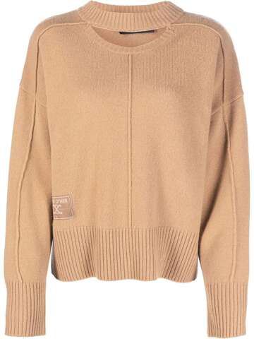 each x other cut-out detail round-neck jumper - brown