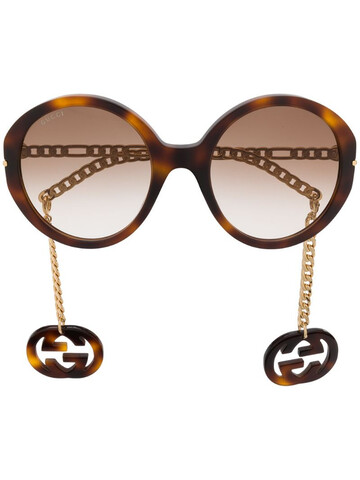 Gucci Eyewear detachable-charm oversize-frame sunglasses in brown